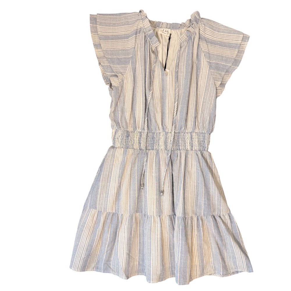 Coastal Cottagecore Cotton Tiered Dress LG NEW Smocked Waist Tiered Lined Summer - Picture 2 of 16